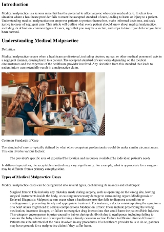 Protecting Yourself: What Every Patient Should Know About Medical Malpractice