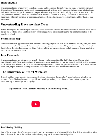 The Role of Expert Witnesses in Truck Accident Cases