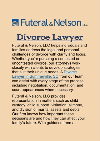 Divorce Lawyer in Summerville, SC: Focused on Clear Resolutions and Your Goals