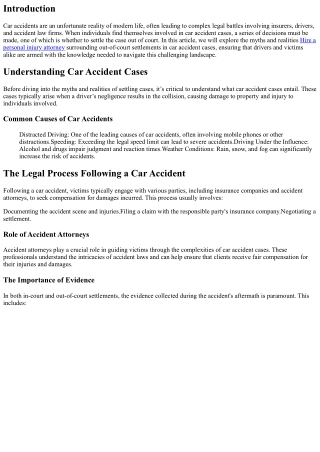 Unveiling the Myths and Realities of Settling Car Accident Cases Out of Court