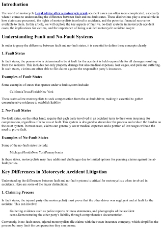 Understanding Fault vs. No-Fault States in Motorcycle Accident Cases