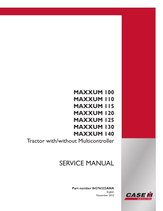 CASE IH MAXXUM 100 Tractor Service Repair Manual Instant Download