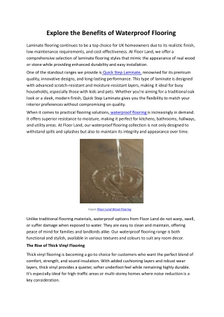 Explore the Benefits of Waterproof Flooring