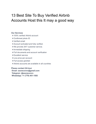 13 Best Site To Buy Verified Airbnb Accounts Host this It may a good way