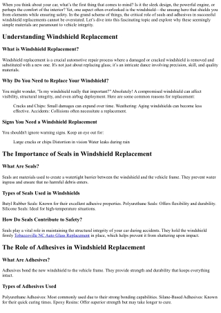 The Critical Role of Seals and Adhesives in Successful Windshield Replacements