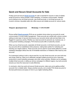 Best Sites to Buy Gmail Accounts in Bulk (PVA & Ag3e)