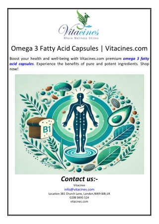 Omega 3 Fatty Acid Capsules | Vitacines.com