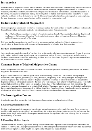 Behind Closed Doors: Investigating Medical Malpractice Claims