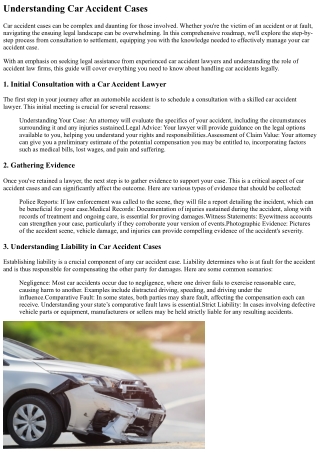 From Consultation to Settlement: A Roadmap for Car Accident Cases