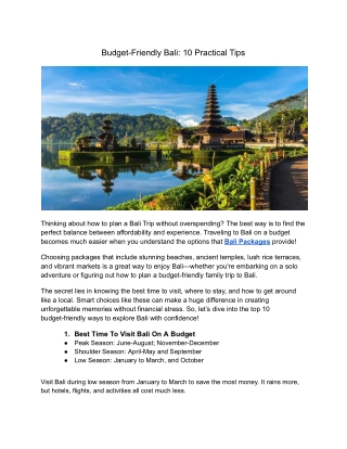 Budget-Friendly Bali
