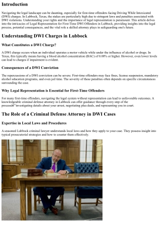 Legal Representation for First-Time DWI Offenders in Lubbock