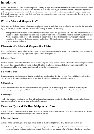 Unraveling the Web of Medical Malpractice Cases