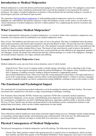 Exploring the Impact of Medical Malpractice on Patients' Lives