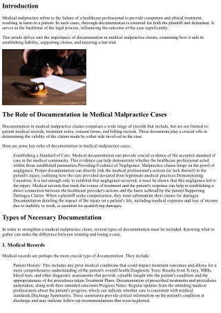 The Importance of Documentation in Medical Malpractice Claims