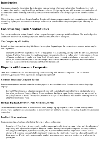 Handling Disputes with Insurance Companies in Truck Accident Cases