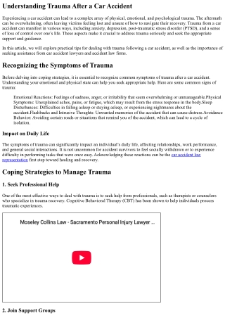 Tips for Dealing with Trauma After a Car Accident Case