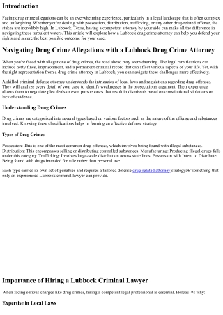 Navigating Drug Crime Allegations with a Lubbock Drug Crime Attorney