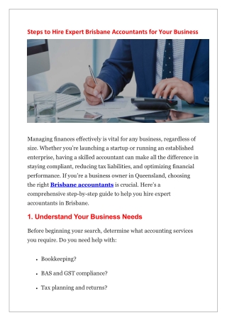 Steps to Hire Expert Brisbane Accountants for Your Business