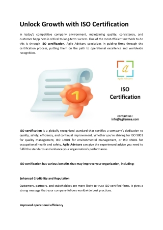 Unlock Growth with ISO Certification
