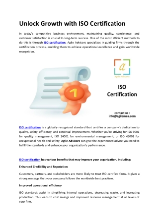 Unlock Growth with ISO Certification