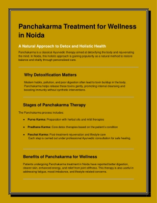 Panchakarma Treatment for Wellness in Noida
