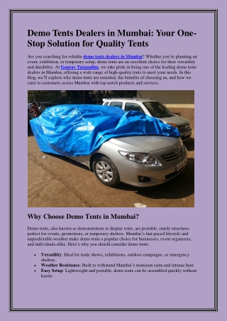 Demo Tents Dealers in Mumbai