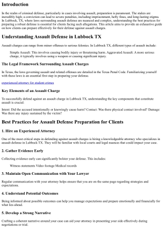Best Practices for Assault Defense Preparation for Clients