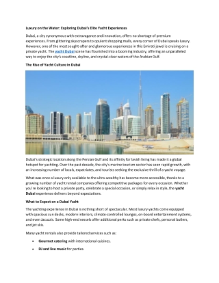 Sail in Style: The Ultimate Guide to Yacht Charter Experiences in Dubai