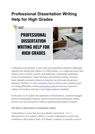 Professional Dissertation Writing Help for High Grades