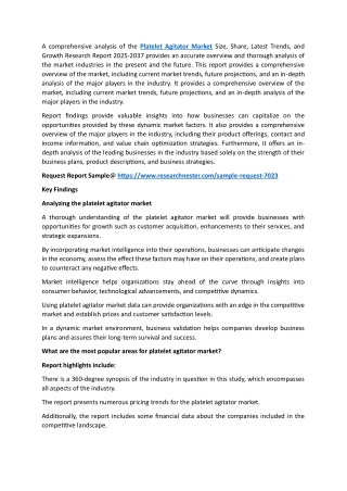 Platelet Agitator Market  2025-2037 | Size, Growth, Industry Trends and Report