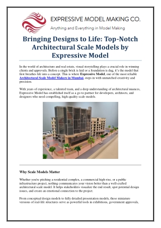 Expressive Model – Best Architectural Scale Model Makers in Mumbai