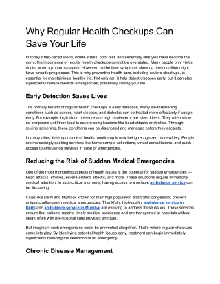 Why Regular Health Checkups Can Save Your Life