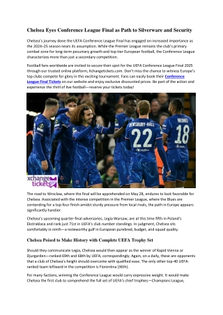Chelsea Eyes Conference League Final as Path to Silverware and Security