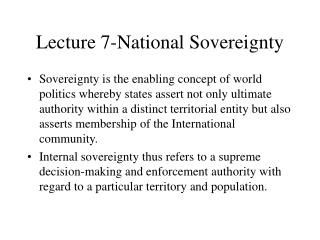 Lecture 7-National Sovereignty