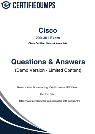 Free Cisco 200-301 Practice Questions PDF – Download Demo Now