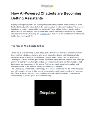 How AI-Powered Chatbots are Becoming Betting Assistants