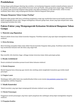 Faktor-Faktor yang Mempengaruhi Kekuatan Struktural Bangunan Tahan Gempa