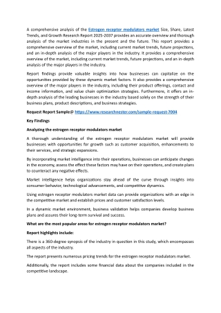 Estrogen Receptor Modulators Market 2025-2037 | Size, Growth, Industry Trends