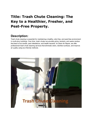 Trash Chute Cleaning
