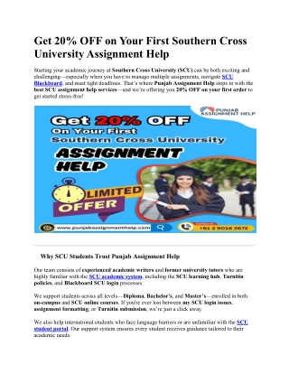 Get 20% OFF on Your First Southern Cross University Assignment Help.