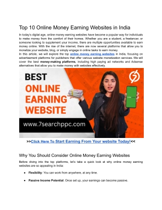 Top 10 Online Money Earning Websites in India