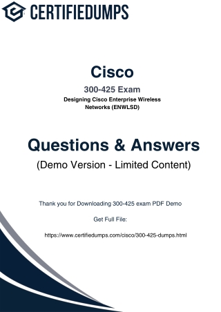 Free Cisco 300-425 ENWLSD Practice Questions PDF – Start Your Prep Today