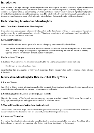 Intoxication Manslaughter Defenses That Really Work