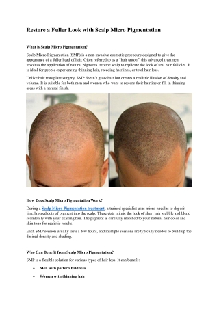 Restore a Fuller Look with Scalp Micro Pigmentation
