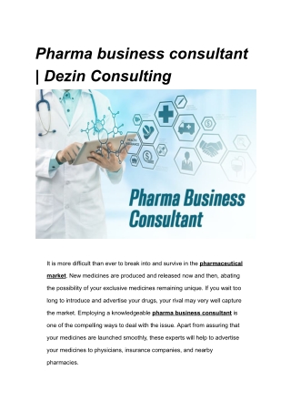 Pharma business consultant _ Dezin-Consulting
