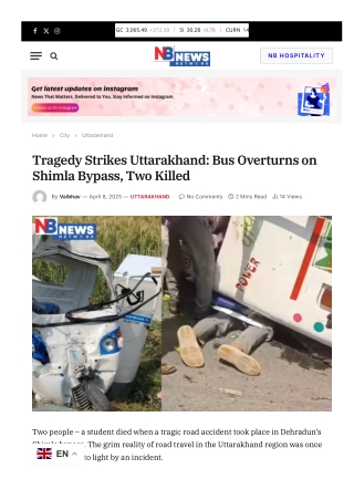 Tragedy Strikes Uttarakhand Bus Overturns on Shimla Bypass, Two Killed