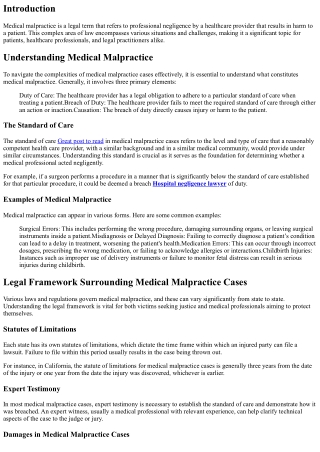 Navigating the Complexities of Medical Malpractice Cases