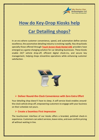 How do Key-Drop Kiosks help Car Detailing shops?