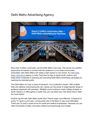 Reach 5 Million Commuters Daily – Delhi Metro Advertising by PayTunes
