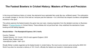 The Fastest Bowlers in Cricket History_ Masters of Pace and Precision